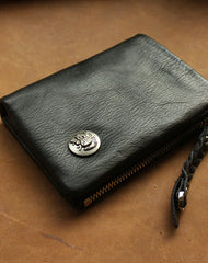 Leather Black Men Slim Small Wallet Bifold billfold Wallet for Men