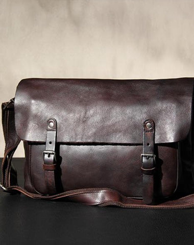 Vintage Leather Mens Cool Messenger Bag Shoulder Bag Crossbody Bag for Men