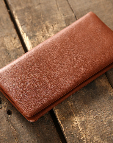 Genuine Leather Mens Soft Cool Long Leather Wallet Men Card Wallet Bifold for Men