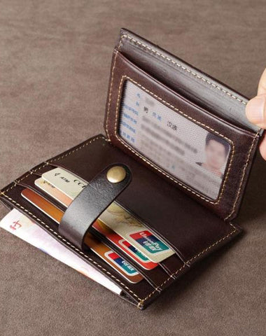 Leather Mens Cool Front Pocket Wallet Small Leather Wallet Men billfold Wallets  for Men