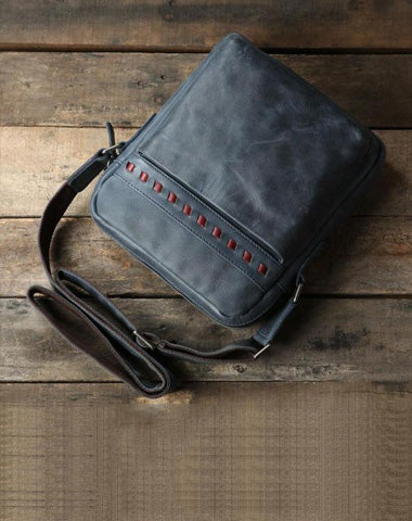 Vintage Leather Mens Cool Small Shoulder Bag Messenger Bag Bike Bag Cycling Bag for men