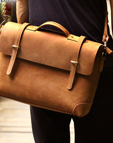 Cool Leather Mens Messenger Bag Work Bag Shoulder Bag for men - EverHandmade