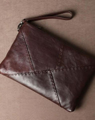 Leather Mens Clutch Cool Wallet Zipper Clutch Wristlet Wallet for Men