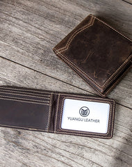 Leather Men Slim Small Wallets Bifold billfold Vintage Wallet for Men