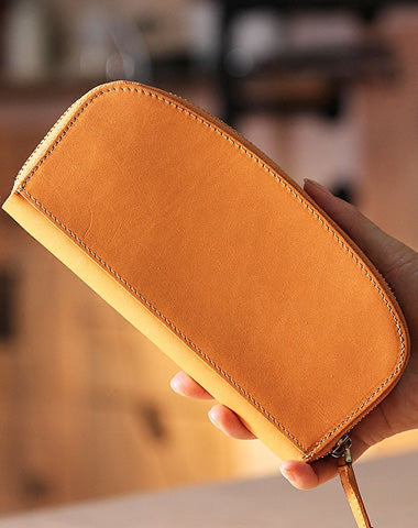 Handmade leather womens zipper clutch wallet long wallet for women - EverHandmade