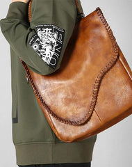 Handmade Leather Mens Handbag Cool Messenger Bag Shoulder Bag for Men