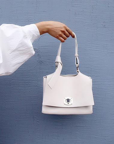 White Leather Women Handbag Shoulder Bag Work Bag For Women