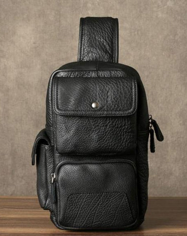 Leather Mens Cool Sling Bag Chest Bag Sling Shoulder Bags for men