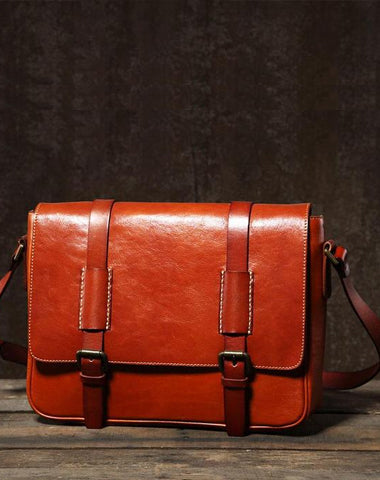 Handmade Leather Mens Cool Messenger Bags Shoulder Bag Cycling Bag for men