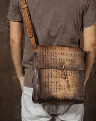 Handmade Vintage Leather Mens Cool Shoulder Bags Messenger Bags Cycling Bags for men