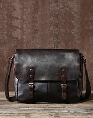 Handmade Vintage Leather Mens Cool Shoulder Bag Messenger Bags Cycling Bag for men