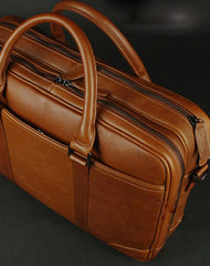 Large leather men Briefcase large vintage shoulder laptop Briefcase Travel Briefcase - EverHandmade