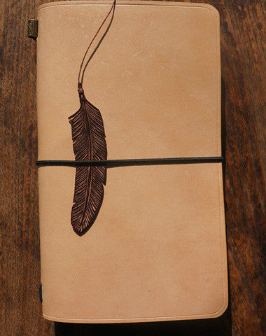 Handmade vintage retro beige custom notebook/travel book/diary/journal - EverHandmade