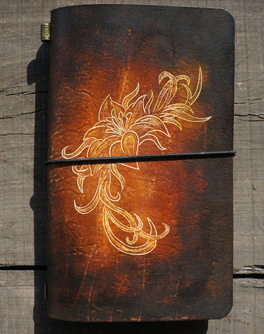 Handmade retro vintage flower custom notebook/travel book/diary/journal - EverHandmade