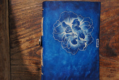 Handmade A5/A6 blue flower custom vintage notebook/travel book/diary/journal - EverHandmade