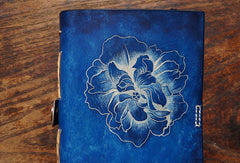 Handmade A5/A6 blue flower custom vintage notebook/travel book/diary/journal - EverHandmade