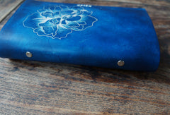 Handmade A5/A6 blue flower custom vintage notebook/travel book/diary/journal - EverHandmade