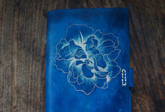 Handmade A5/A6 blue flower custom vintage notebook/travel book/diary/journal - EverHandmade
