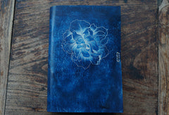 Handmade A5/A6 blue flower custom vintage notebook/travel book/diary/journal - EverHandmade