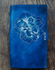 Handmade A5/A6 blue flower custom vintage notebook/travel book/diary/journal - EverHandmade