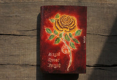 Handmade A5 vintage retro red rose custom notebook/travel book/diary/journal - EverHandmade