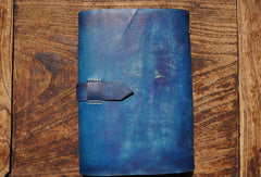 Handmade A5 vintage retro blue rose custom notebook/travel book/diary/journal - EverHandmade