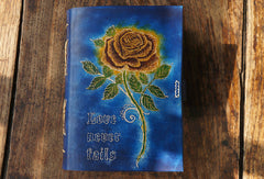 Handmade A5 vintage retro blue rose custom notebook/travel book/diary/journal - EverHandmade