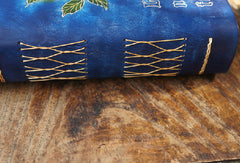 Handmade A5 vintage retro blue rose custom notebook/travel book/diary/journal - EverHandmade