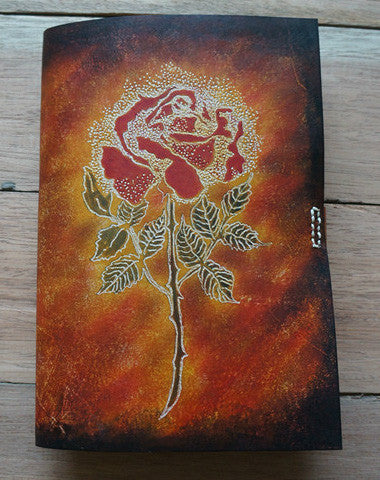 Handmade A5 vintage retro red rose custom notebook/travel book/diary/journal