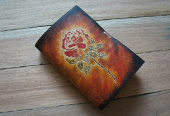 Handmade A5 vintage retro red rose custom notebook/travel book/diary/journal