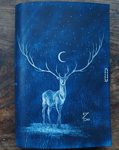 Handmade A5/A6 blue deer custom vintage notebook/travel book/diary/journal - EverHandmade