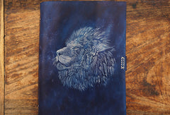 Handmade A5 blue lion custom vintage notebook/travel book/diary/journal
