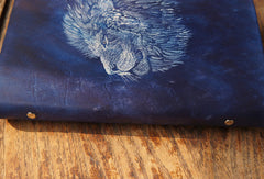 Handmade A5 blue lion custom vintage notebook/travel book/diary/journal