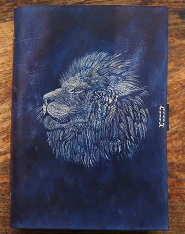 Handmade A5 blue lion custom vintage notebook/travel book/diary/journal - EverHandmade