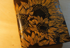 Handmade A5 sunflower custom vintage notebook/travel book/diary/journal