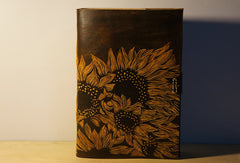 Handmade A5 sunflower custom vintage notebook/travel book/diary/journal