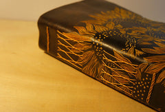 Handmade A5 sunflower custom vintage notebook/travel book/diary/journal