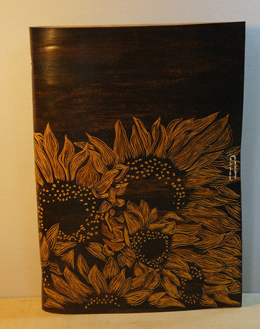 Handmade A5 sunflower custom vintage notebook/travel book/diary/journal - EverHandmade