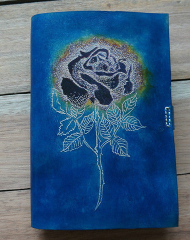 Handmade A5 blue rose custom vintage notebook/travel book/diary/journal