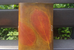 Handmade retro vintage red leaf custom notebook/travel book/diary/journal - EverHandmade