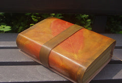 Handmade retro vintage red leaf custom notebook/travel book/diary/journal - EverHandmade