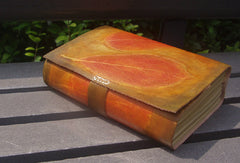 Handmade retro vintage red leaf custom notebook/travel book/diary/journal - EverHandmade