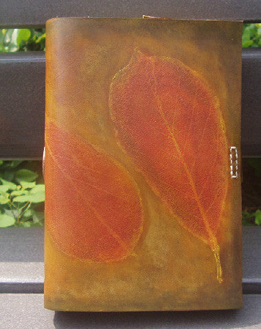 Handmade retro vintage red leaf custom notebook/travel book/diary/journal - EverHandmade