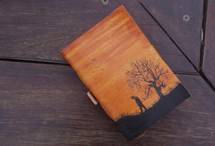 Handmade retro vintage tree man custom notebook/travel book/diary/journal - EverHandmade