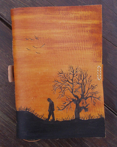 Handmade retro vintage tree man custom notebook/travel book/diary/journal - EverHandmade