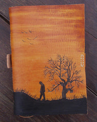 Handmade retro vintage tree man custom notebook/travel book/diary/journal - EverHandmade