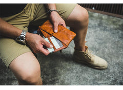 Cool Tan Leather Mens Long Wallet Clutch Wallet Black Wristlet Long Wallet Phone Wallet For Men