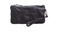 Cool Tan Leather Mens Long Wallet Clutch Wallet Black Wristlet Long Wallet Phone Wallet For Men