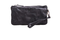 Cool Tan Leather Mens Long Wallet Clutch Wallet Black Wristlet Long Wallet Phone Wallet For Men