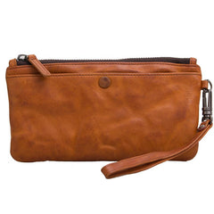 Cool Tan Leather Mens Long Wallet Clutch Wallet Black Wristlet Long Wallet Phone Wallet For Men